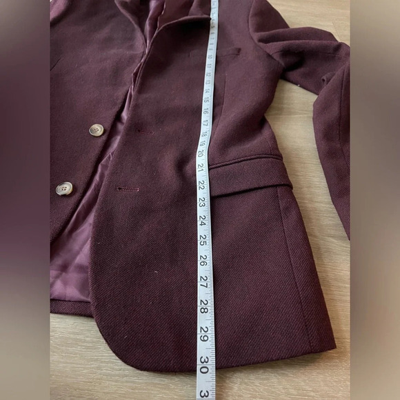 ASOS Design Burgundy Twill Suit Jacket Slim - Picture 13 of 13